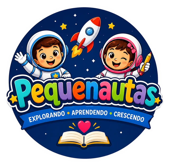 Logo Pequenautas — Explorando, Aprendendo, Crescendo
